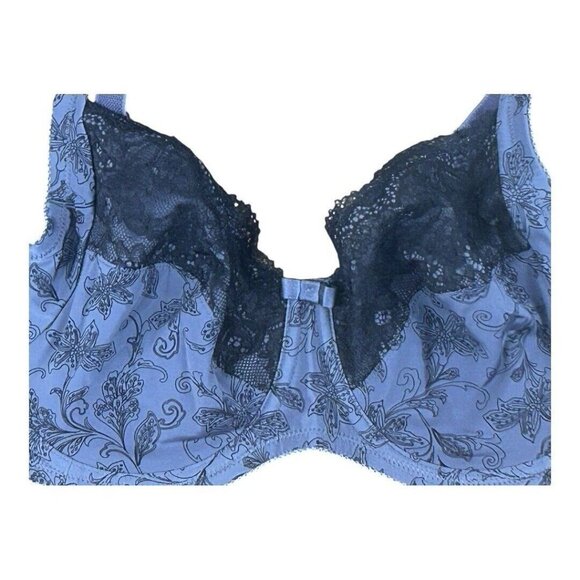 Wonderbra Plus Charcoal Printed With Black Lace Full Support Underwire Bra 40C - Picture 5 of 14